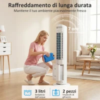 HOMCOM Raffrescatore d'Aria 3-in-1, Torre, Serbatoio 3 Litri, Portatile, Bianco.(m-5)