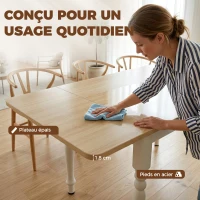 HOMCOM Table à manger pliante pour 2 à 6 personnes 74-134 cm, table de cuisine avec 2 abattants, pieds en acier, bois naturel(m-5)