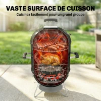 Outsunny Fumoir 3 en 1 avec 3 Grilles de Cuisson, Thermomètre Intégré, Ventilation Réglable, 62,5x47,5x91cm, Noir(m-5)