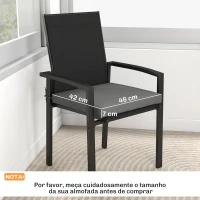 Outsunny Juego de Cojines para Sillas de Comedor 46x42x7 cm 6 Piezas con Funda Lavable y Lazos Impermeable Anti-UV Gris Oscuro(m-3)