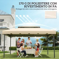 Outsunny Tetto per Gazebo 3x4 m a 2 Livelli con 8 Fori di Drenaggio in Poliestere Bianco Crema(m-6)