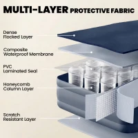 Outsunny Inflatable Mattress, Single Air Bed with Built-in Electric Pump, 3 Mins Inflation, Flocked Surface, Grey(m-6)