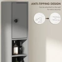 kleankin Szafka łazienkowa, 4 półki, szuflada, płyta wiórowa, smukły design, szara(m-5)