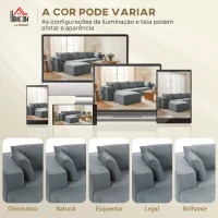 HOMCOM Sofá Seccional em Forma de U Sofá Modular com 2 Otomanos 2 Almofadas Braços Largos Sem Montagem Cinzento(m-7)