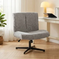 HOMCOM Draaibare Accentstoel, Fluwelen Gestoffeerde Loungestoel met Hoogteverstelling voor Woonkamer, Kantoor, Grijs(m-9)