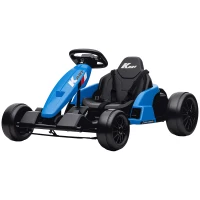 AIYAPLAY 24V Elektrisches Go-Kart, Drift-Modus, verstellbarer Sitz, 5-Punkt-Sicherheitsgurt, Musikfunktion, Hupe, 6-12 Jahre Blau(m-10)