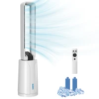 HOMCOM Klimatyzator ewaporacyjny z pilotem, 15-godzinny timer, wkłady chłodzące do domu i biura, biały(m-11)