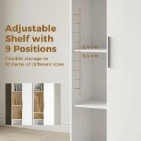 HOMCOM Boekenkast met 4 niveaus, verstelbare planken, kast met deuren voor woonkamer en werkkamer, wit(m-5)