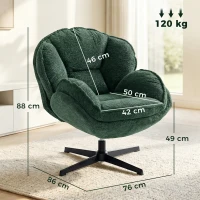 HOMCOM Modern Wingback Accent Chair, Velvet Armchair with Four-Star Base, S-Springs, Swivel, Dark Green(m-3)