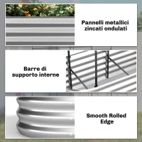 Outsunny Orto Rialzato da Esterno con Griglia per Rampicanti e Fondo Aperto, in Acciaio, 200x60x103 cm, Argento(m-6)