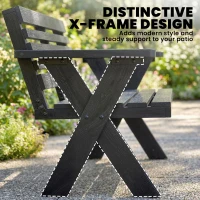 Outsunny 2 Seater Wooden Garden Bench, Slatted Patio Bench with Armrest and Backrest, Black(m-4)