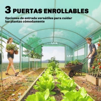 Outsunny Invernadero de Túnel 6x3x2 m con 6 Ventanas de Malla Cubierta de PE Anti-UV y 3 Puertas Enrollables Verde(m-4)