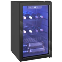 HOMCOM Cave à vin 24 bouteilles 68L, réfrigérateur à vin et boissons avec température réglable 4-16 °C, porte réversible, noir(m-11)