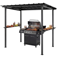 Outsunny Abri pour Barbecue avec Toit en Métal Galvanisé et Étagères Latérales, 271 x 182 x 229 cm, Noir