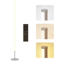 HOMCOM Lampadaire LED, lampadaire sur pied salon à intensité variable, télécommande, interrupteur à pied, Ø20x150cm, argent(m-11)