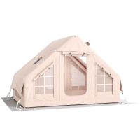 Outsunny Tienda de Campaña Inflable con Apertura de Chimenea y Claraboya Bomba Bolsa UPF30+ para 4 Estaciones Impermeable 5000+