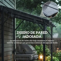Outsunny Carpa Barbacoa 2,5x1,5 m con Techo de Policarbonato Diseño Adosado Estructura de Metal y Aluminio para Exterior Gris(m-4)