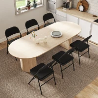 HOMCOM 6er-Set Klappstühle, Tragbare Bürostühle, Metallbeine, Faltstuhl für Büro, Empfang, Wartezimmer, Leinenoptik, Schwarz(m-8)