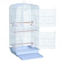 Pawhut Cage à oiseaux volière avec mangeoires perchoirs plateau excrément amovible cage pour canaris perruches perroquets 47,5 x 36 x 91 cm blanc(m-9)