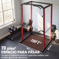 SPORTNOW Jaula de Potencia Rack de Sentadillas con Barra Dominadas Estación de Fondos Ajustable para Casa Gimnasio Carga 460 kg(m-8)