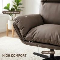 HOMCOM Accent Chair with 360 Swivel Armchair for Living Room with Padded Cushion Dark Brown(m-5)
