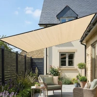 Outsunny Sun Shade Sail UV Protection Canopy with Stainless Steel Eyelets for Patio Garden 3 x 3.6 m Beige(m-9)