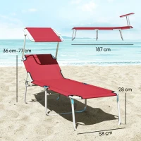 Outsunny Outdoor Foldable Sun Lounger Set of 2, 4 Level Adjustable Backrest Reclining Sun Lounger Chair with Angle(m-3)
