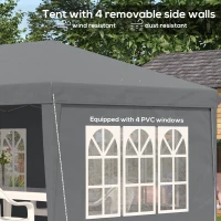 Outsunny 3 x 6m Pop-Up Gazebo, with Removable Walls - Grey(m-8)