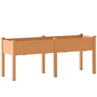 Outsunny Huerto Urbano Elevado de Madera 184x59x76,5 cm con 6 Orificios de Drenaje para Cultivos Plantas Flores Marrón(m-1)