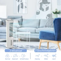 HOMCOM 2 in 1 Luftkühler mit Wasserkühlung 5L Wassertank, 12h Timer, für 20 ㎡(m-5)