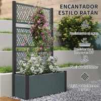 Outsunny Jardinera con Enrejado de Ratán Jardinera Exterior Grande para Plantas Trepadoras Maceta con Forro Gris Oscuro(m-7)