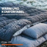 Outsunny Schlafsack Doppelschlafsack für 2 Personen mit 2 Kissen 2 Jahreszeiten für Outdoor, Camping, Trekking, Reisen Schwarz(m-5)