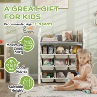 Regal dla dzieci 4-poziomowe z 9 wyjmowanymi pudełkami(m-5)