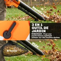 Outsunny Aspirateur-souffleur de feuilles filaire 3000w 3-en-1 avec fonction broyage, sac de collecte 40l, 4 roues, vert(m-4)