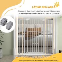 PawHut Cancellino per Cani Regolabile Alto con Porta Piccola e Chiusura Automatica, 74-101x104cm, Bianco(m-6)