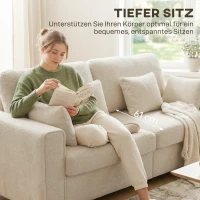 HOMCOM Beiges 3-Sitzer-Sofa mit Raindrop-Samtbezug, tiefem Sitz, Federkissen, breiten Armlehnen und 4 Kissen(m-6)