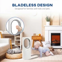 HOMCOM Bladeless Turmventilator für Schlafzimmer, 36 dB Standventilator mit 45° Oszillation, 3 Geschwindigkeiten, 3 Modi, 15-Stunden-Timer, Weiß(m-6)