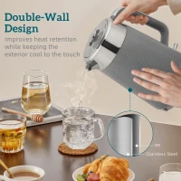 HOMCOM Szybki czajnik 2200 W, 1,7 l z filtrem odkamieniającym i toster na 4 kromki z 7 poziomami przyrumienienia, szary(m-5)