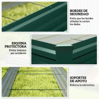 Outsunny Jardinera Exterior Grande Rectangular de Acero Galvanizado Huerto Urbano con Base Abierta 240x60x30 cm Verde(m-7)