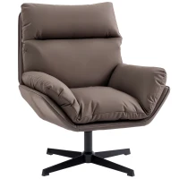 HOMCOM Accent Chair with 360 Swivel Armchair for Living Room with Padded Cushion Dark Brown(m-11)