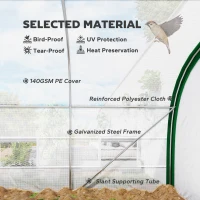 Outsunny Walk-in Polytunnel Greenhouse Tunnel Warm House Tent with Zipped Doors, 8 Mesh Windows, PE Cover, 6 x 3 m, White(m-5)
