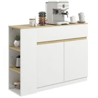 HOMCOM Aparador Armario de Cocina con 2 Puertas Cajón y 3 Estantes Abiertos para Salón Comedor 110x29,5x82 cm Blanco(m-10)
