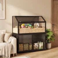 PawHut Cage Hamster 2-en-1 avec Armoire de Rangement pour Rongeur Hamster Syrien et Souris Acier et Acrylique Noir(m-10)