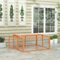 PawHut Wooden Folding Rabbit Hutch, for 2-3 Rabbits - Orange(m-7)