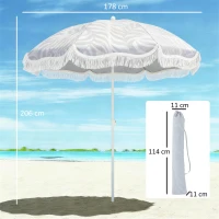 Outsunny 1.8 m Beach Umbrella Parasol with Sand Anchor, Portable Tilting Garden Parasol with Adjustable Height, Light Grey(m-3)