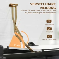 HOMCOM In hoogte verstelbare tekentafel, werktafel met kruk en lades, Wit(m-4)