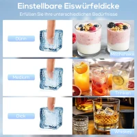 HOMCOM Gewerbliche Eismaschine, 36 kg/24 Std., Edelstahl, Unterbau oder freistehend, Silber(m-8)