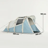 Outsunny Tenda Gonfiabile 2-3 Persone con Pompa, Camera da Letto e Zona Soggiorno, Impermeabile 3000 mm, Montaggio Rapido, Azzurro Chiaro(m-3)