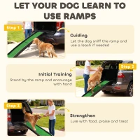 PawHut Foldable Dog Ramp with Artificial Anti-slip Surface, Portable & Lightweight, for Cars, Home, 155 x 38.5 x 15.5 cm(m-5)