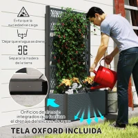 Outsunny Jardinera con Enrejado de Ratán Jardinera Exterior Grande para Plantas Trepadoras Maceta con Forro Gris Oscuro(m-6)